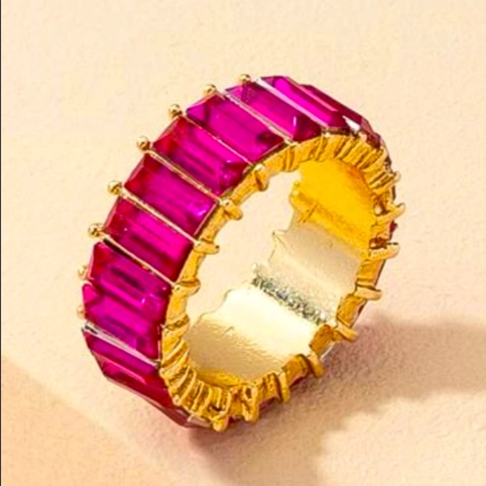 Pink Cubic Zirconia 14 Karat Ring